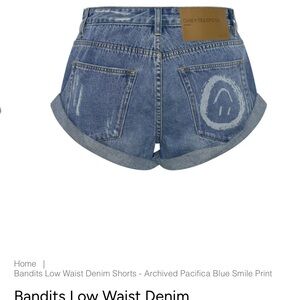 One Teaspoon Blue Distressed Denim Shorts with Rolled Hem